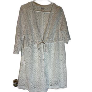 Catalina Tropicalcore Beach White Open Weave Drawstring Swimsuit Cover Up 2X